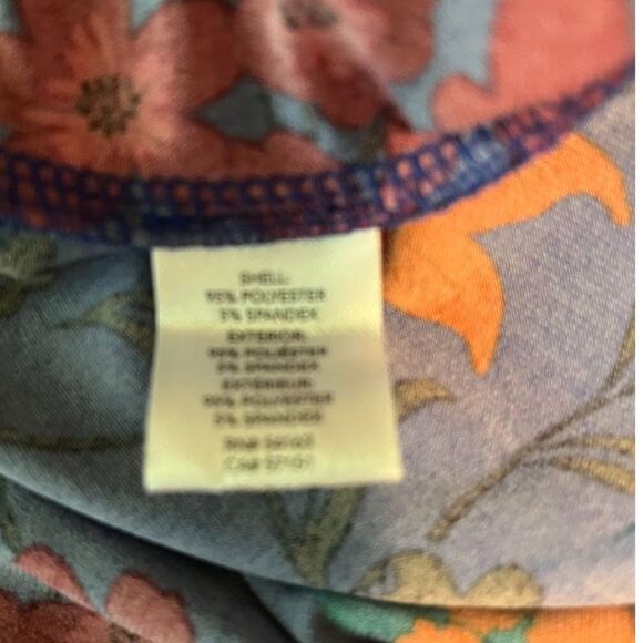 Chaps Women's Modern Boho Dressy Businesswear Blue Floral Faux Wrap Dress 20W - Picture 3 of 6